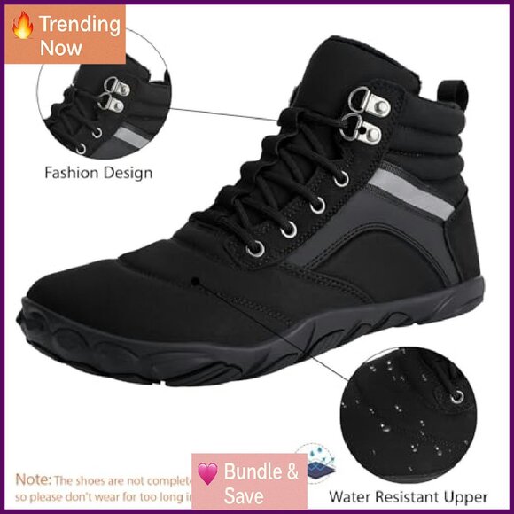 Winter Barefoot Boots Wide Toe Box Zero Drop Water Resistant Snow Boots - Picture 7 of 8